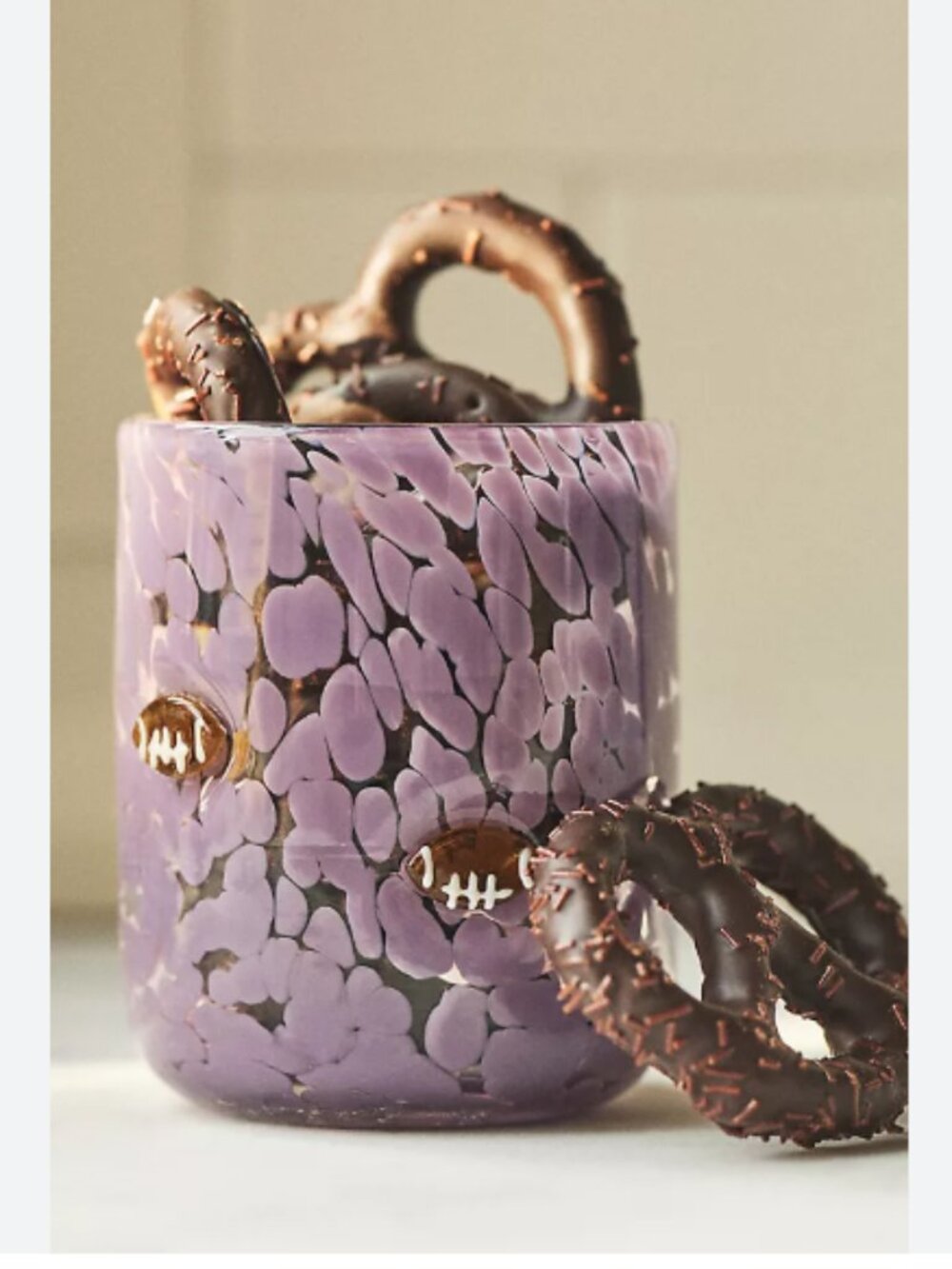 Anthropologie icon juice glass Football Purple